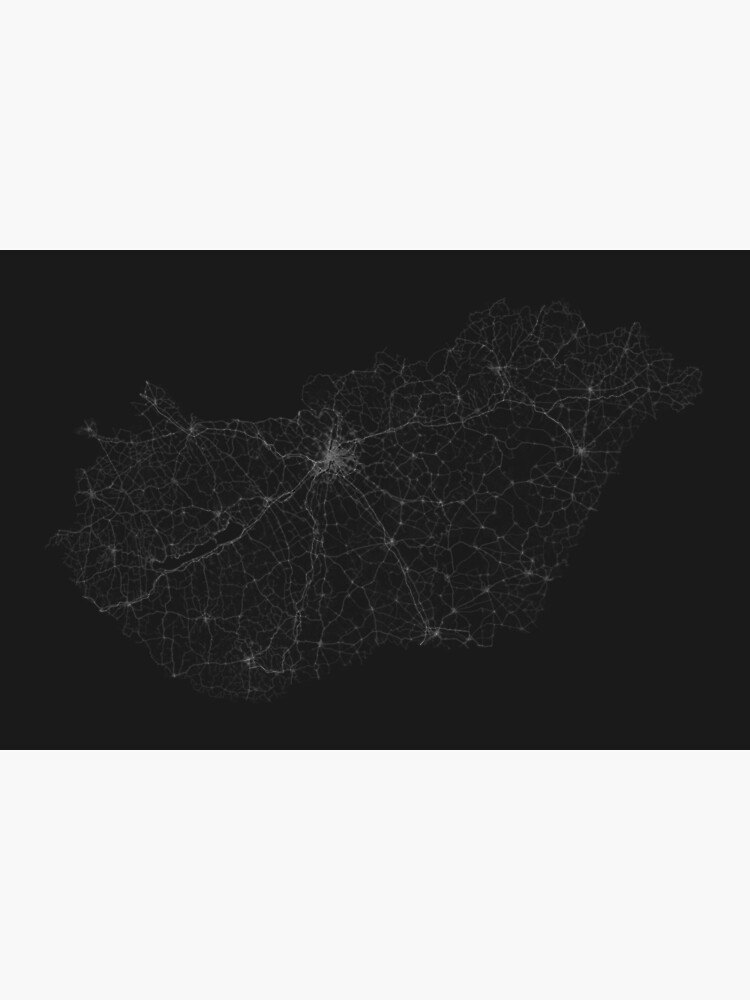 Roads of Hungary. (White on black) by Graphical-Maps