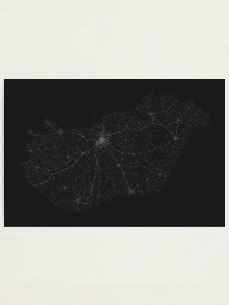 Alternate view of Roads of Hungary. (White on black) Photographic Print