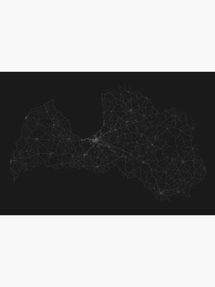 Roads of Latvia. (White on black) by Graphical-Maps