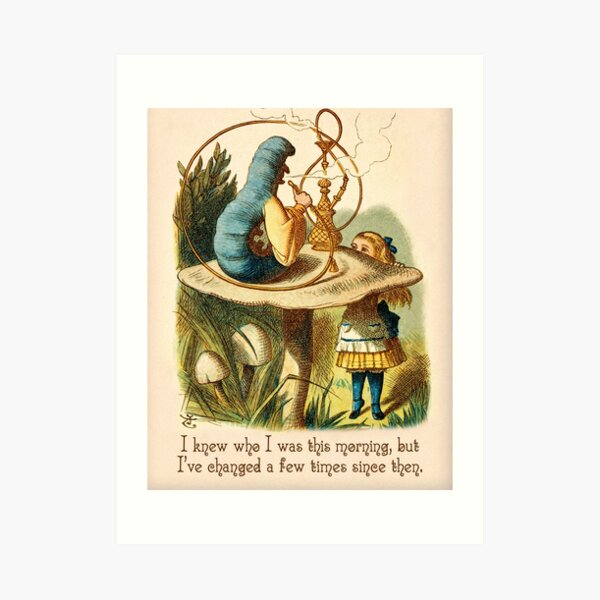 Alice in Wonderland Quote - I Knew Who I Was - Caterpillar Quote - 0235 Art Print