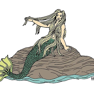 Artwork thumbnail, Mermaid on Rocks by Azure Lion Productions