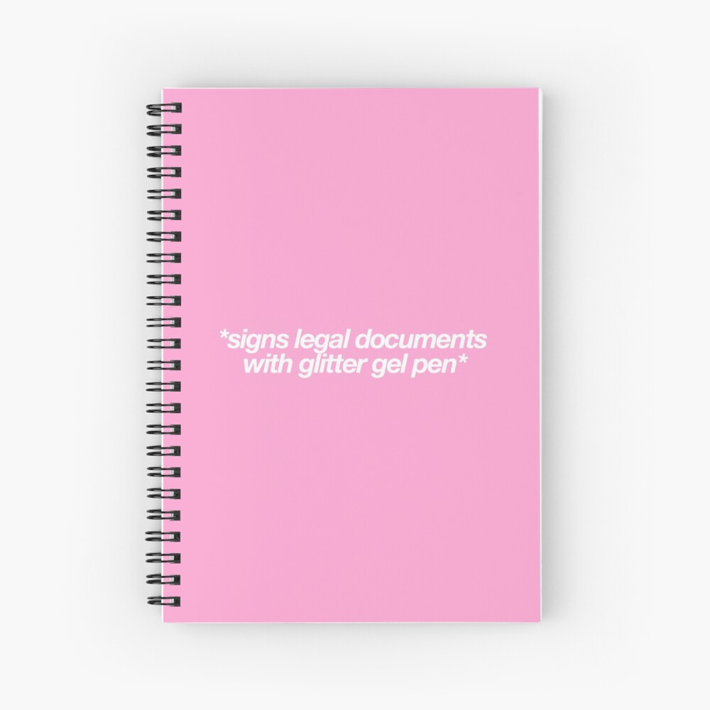 "Signs Legal Documents With Glitter Gel Pen" Spiral Notebook for Sale