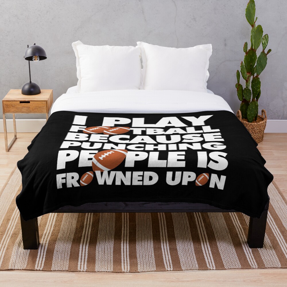 Play American Football Because Punching People Funny Saying Emoji Throw Blanket