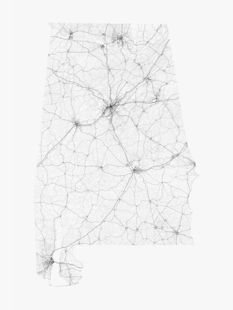 Roads of Alabama. (Black on white) by Graphical-Maps