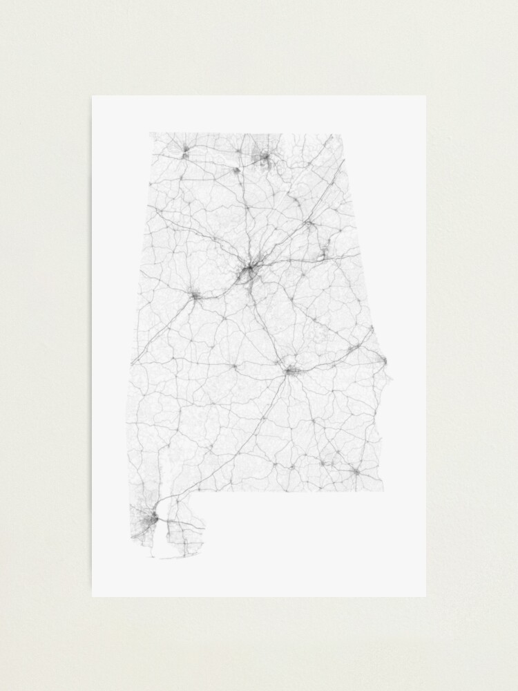 Alternate view of Roads of Alabama. (Black on white) Photographic Print