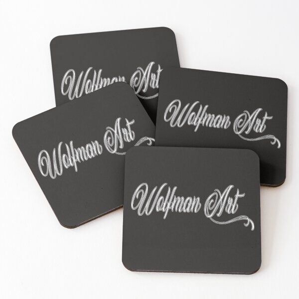 Item preview,  Wolfman art logo white print on black designed and sold by Wolfman-art.