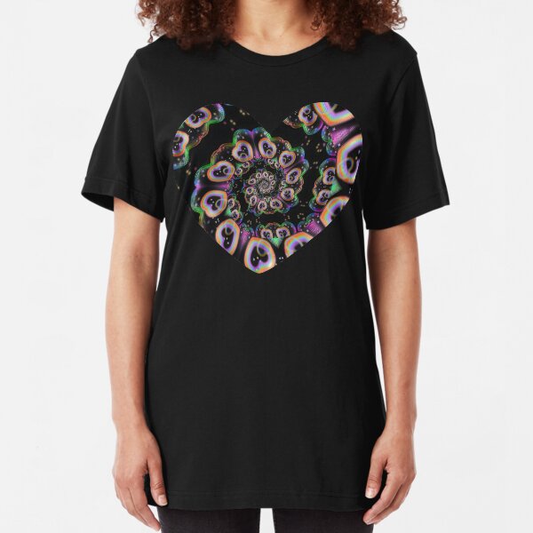 Rainbow Heart Spiral Slim Fit T-Shirt