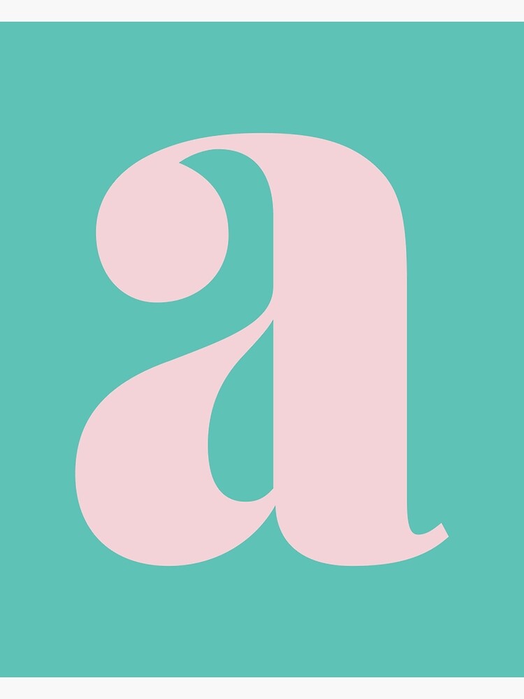 Discover Letter A Alphabet Art in Blush Pink and Mint Green Premium Matte Vertical Poster