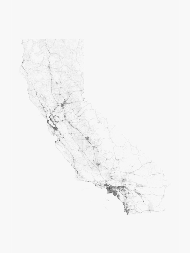 Roads of California. (Black on white) by Graphical-Maps