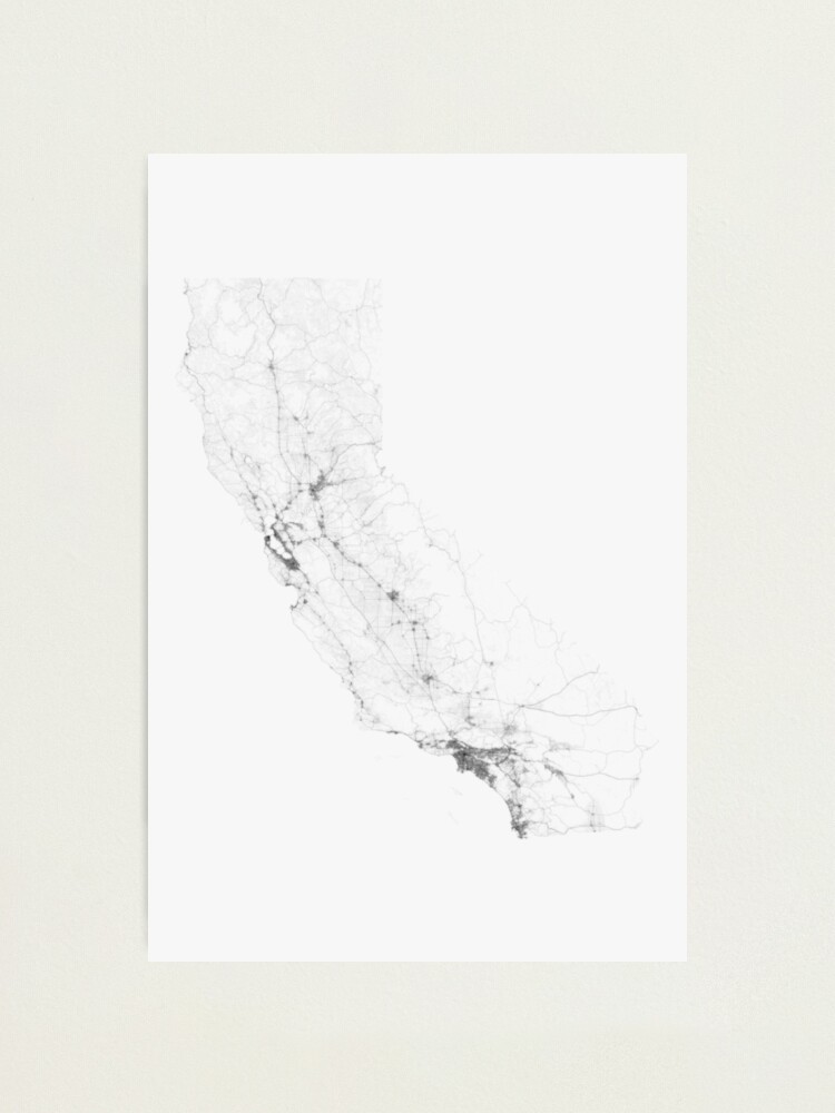 Alternate view of Roads of California. (Black on white) Photographic Print