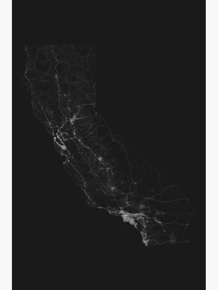 Roads of California. (White on black) by Graphical-Maps