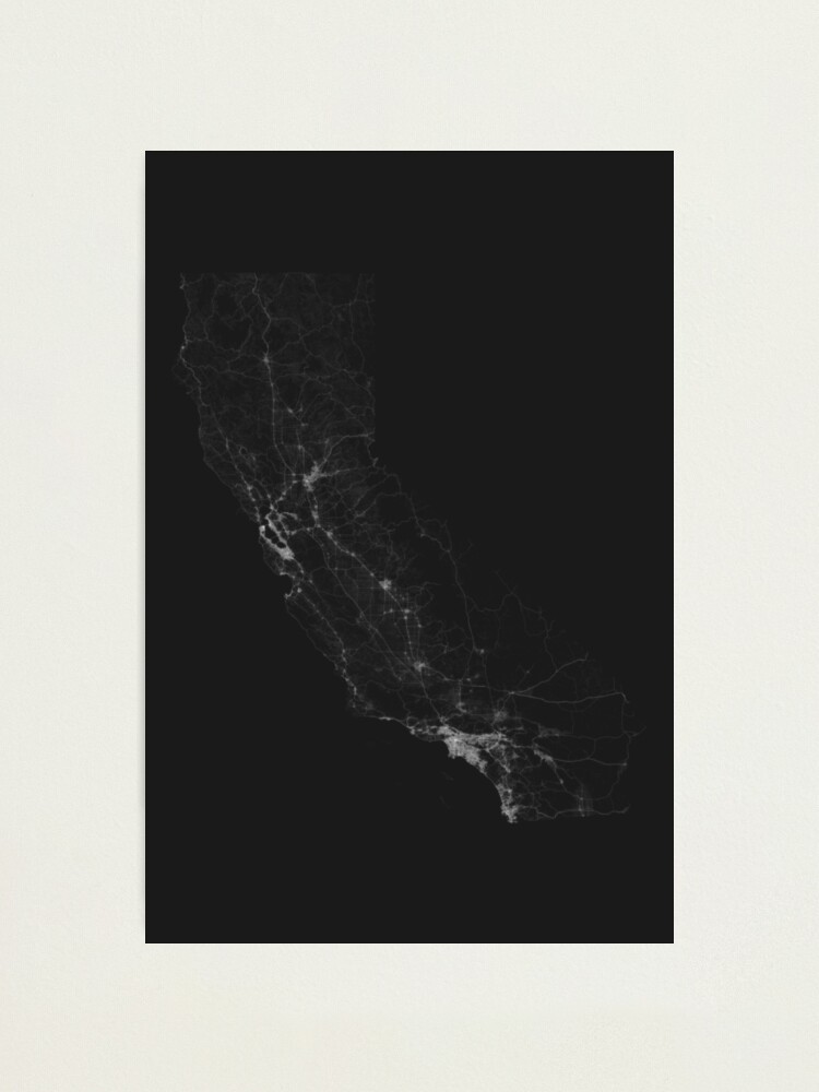 Alternate view of Roads of California. (White on black) Photographic Print