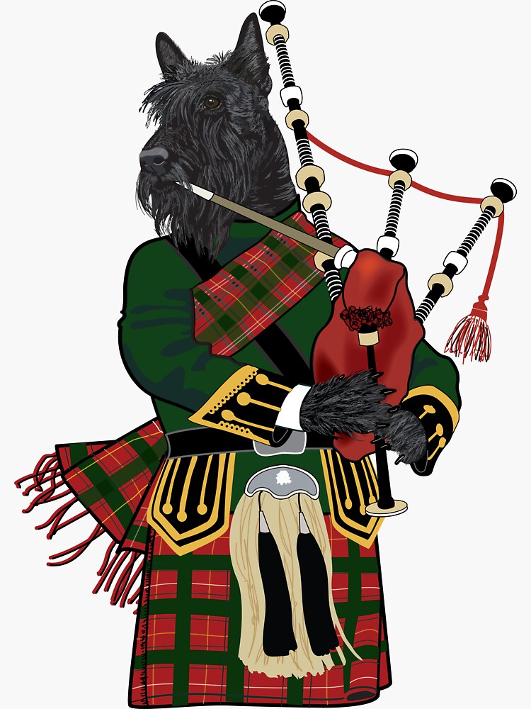 "Scottish Terrier plays the Bagpipes" Sticker for Sale by oxterjones