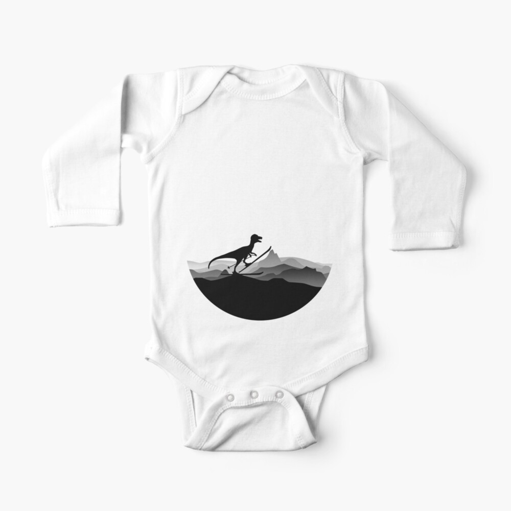DINO ON SKI - Skiing Dinosaur - Dino Collection Baby One-Piece