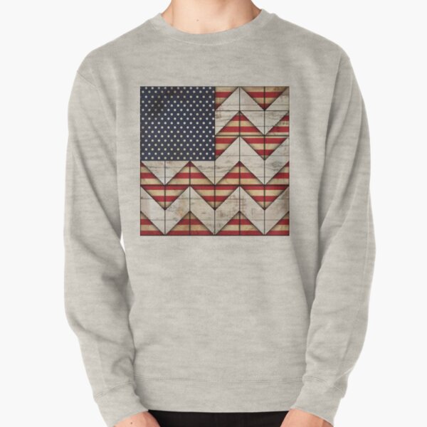 American Flag Quilt Square Pullover Sweatshirt