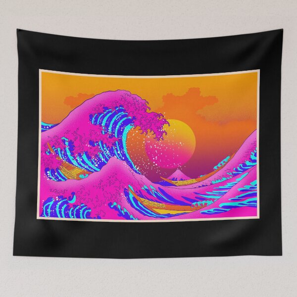 Item preview, great wave off kanagawa neonwave designed and sold by gomskyartstudio.
