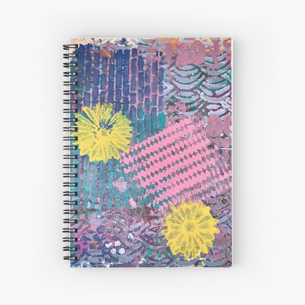 Yellow Flowers in Pink and Purple Fields Spiral Notebook