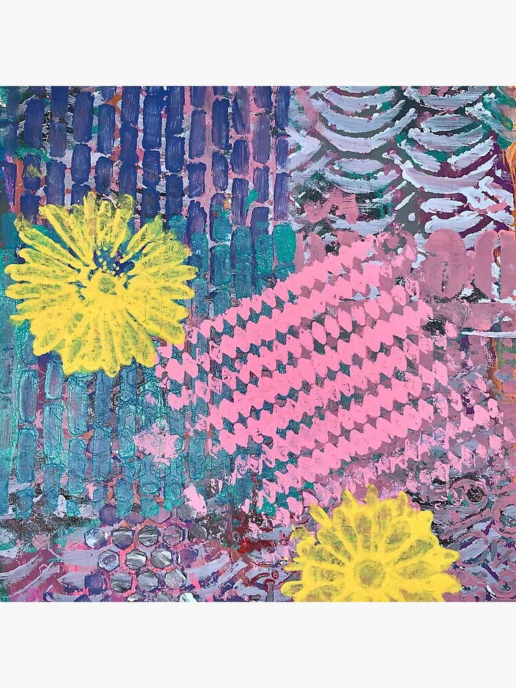 Yellow Flowers in Pink and Purple Fields by Margaretmilrose