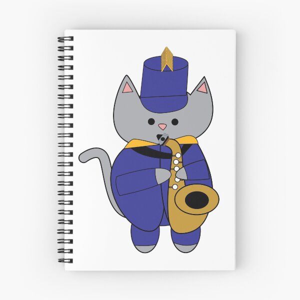 Item preview, Cat Marching Band Saxophone Blue Yellow Gold Musician designed and sold by ValeriesGallery.