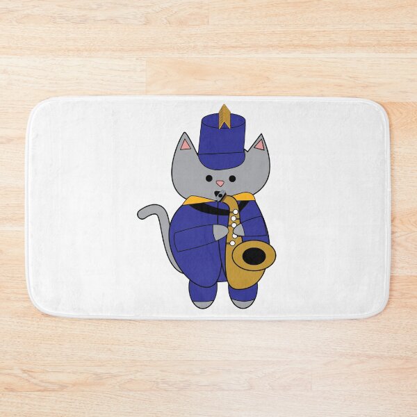 Item preview, Cat Marching Band Saxophone Blue Yellow Gold Musician designed and sold by ValeriesGallery.