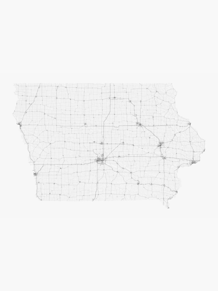 Roads of Iowa. (Black on white) by Graphical-Maps