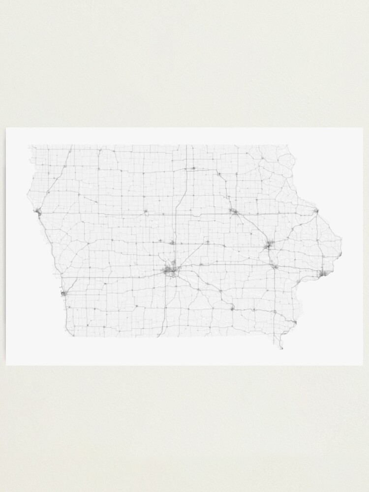 Alternate view of Roads of Iowa. (Black on white) Photographic Print