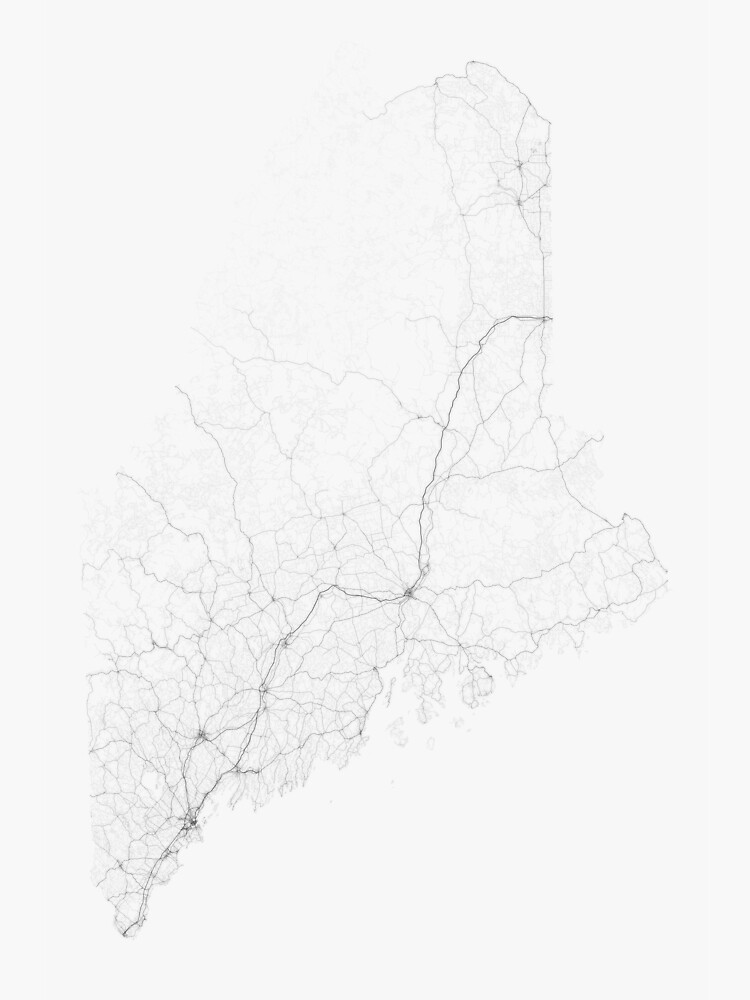 Roads of Maine. (Black on white) by Graphical-Maps