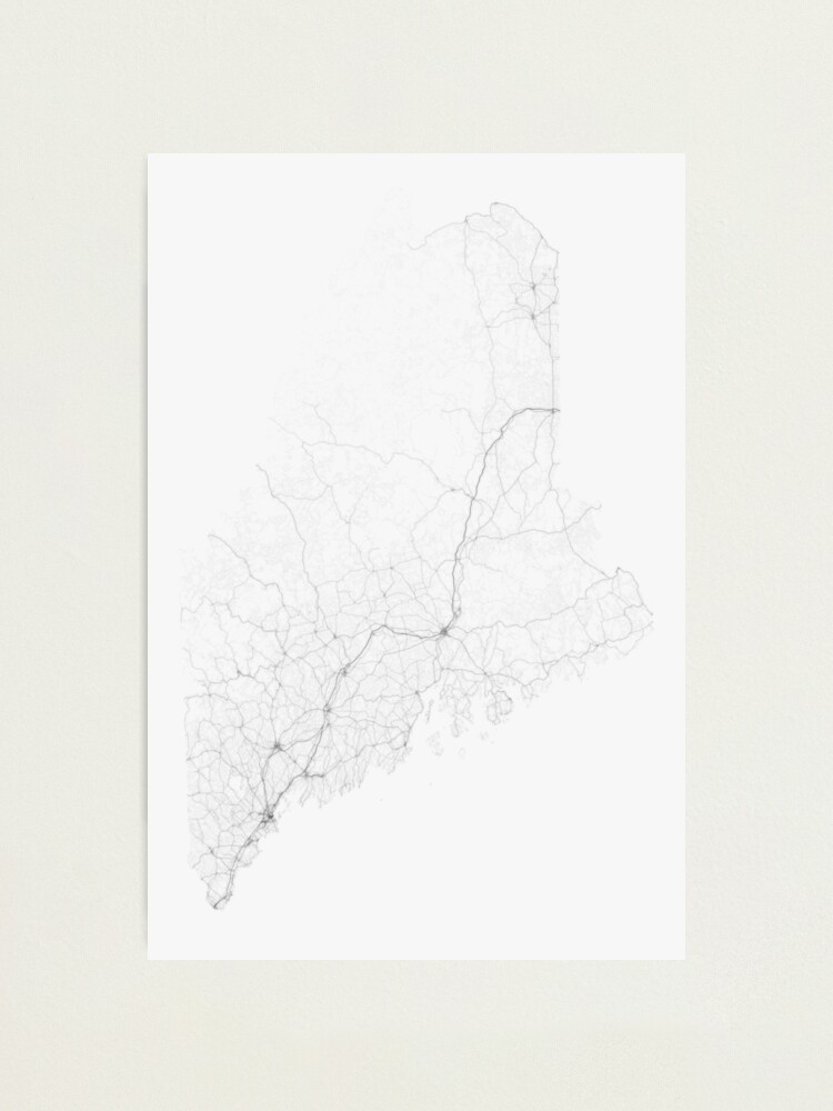 Alternate view of Roads of Maine. (Black on white) Photographic Print