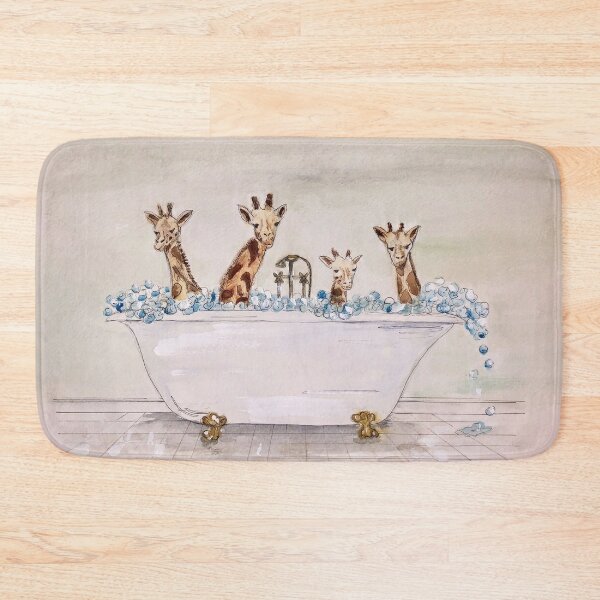 Giraffes in a Tub Bath Mat