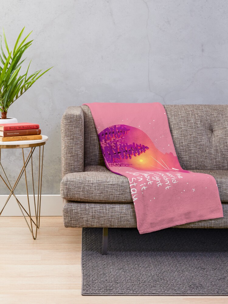 Alternate view of "The World Wouldn't Be Right Without You" Snowy Sunset Fox Throw Blanket