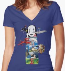 Keine Face-Hayao Miyazaki Filme Shirt mit V-Ausschnitt