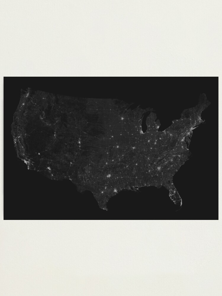 Alternate view of Roads of USA. (White on black) Photographic Print
