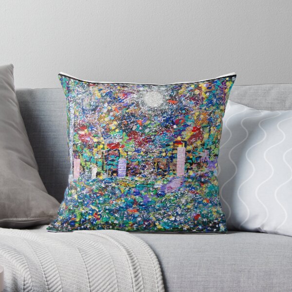 3D Layered Resin Landscape Art Coffee Table by Chicago Artist Gary Bradley Throw Pillow