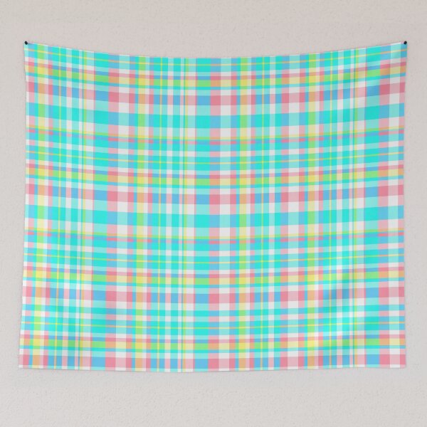 Item preview, Pastel Aqua Blue Pink Yellow Plaid Spring Preppy designed and sold by funnytshirtemp.
