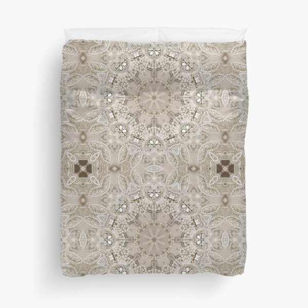 Paris Fashion Bling pearl Vintage beige grey Duvet Cover