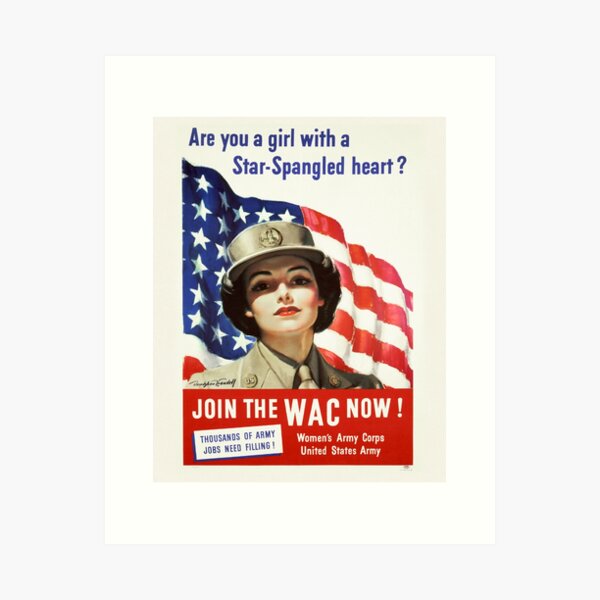 Vista previa del artículo con la obra «Póster vintage de reclutamiento de enfermeras del ejército ~ ¡Únase a la WAC ahora! ~ Segunda Guerra Mundial ~ 0580», diseñado y vendido por ContrastStudios.