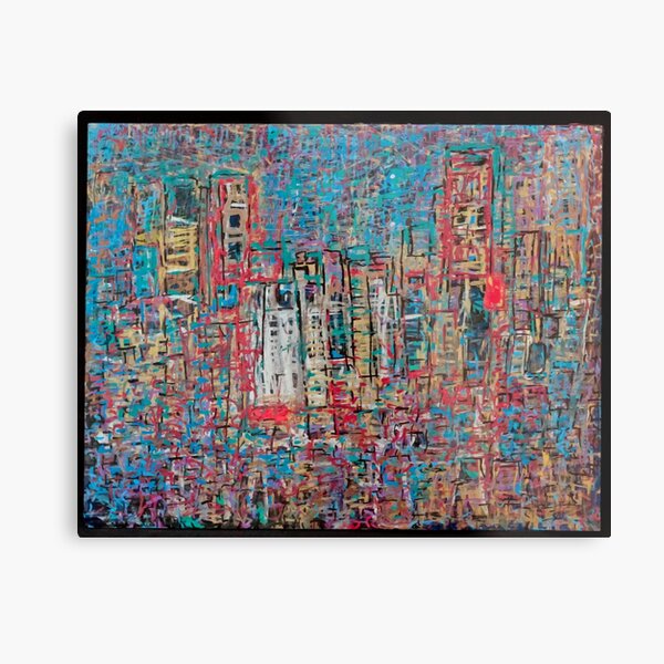 Abstract Marker Drawing of City by Chicago Artist Gary Bradley Metal Print