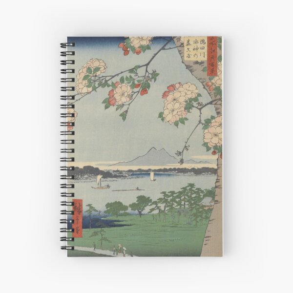 Aperçu de l'œuvre Fleurs de cerisier sur l'art japonais de la rivière Spring Ukiyo-e créée et vendue par VintageArchive.