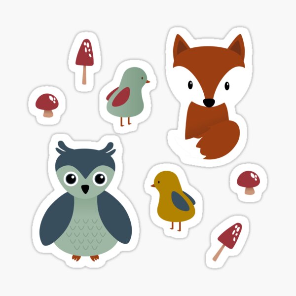 Owl Woodland Tribal Animals Animal Clipart Woodland Clipart Water bottle Sticker Laptop Sticker Macbook Decal Vynil Sticker