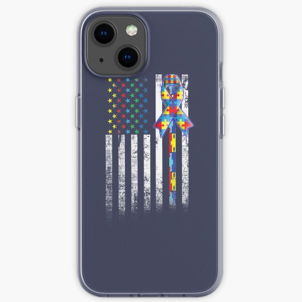 Autism Awareness American Flag Distressed iPhone Soft Case