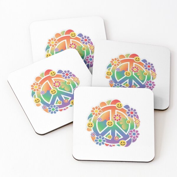 Item preview, Colorful Peace Sign Symbol Smiley Faces and Flowers designed and sold by Rowena Jones.