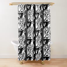 Schitt's Creek hand lettering in Creek flowing from Mountains Shower Curtain