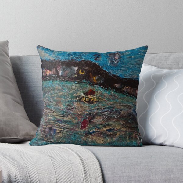 Acrylic Painting on Wood by Chicago Artist Gary Bradley Throw Pillow