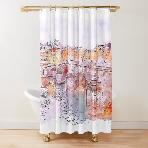 Bathroom Home & Living Shower Curtains & Rings Fantasy Cityscape Shower ...