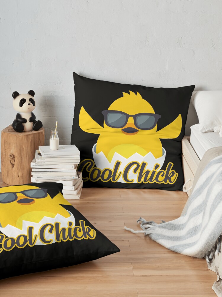 Alternate view of Cool Chick Emoji Meme Floor Pillow
