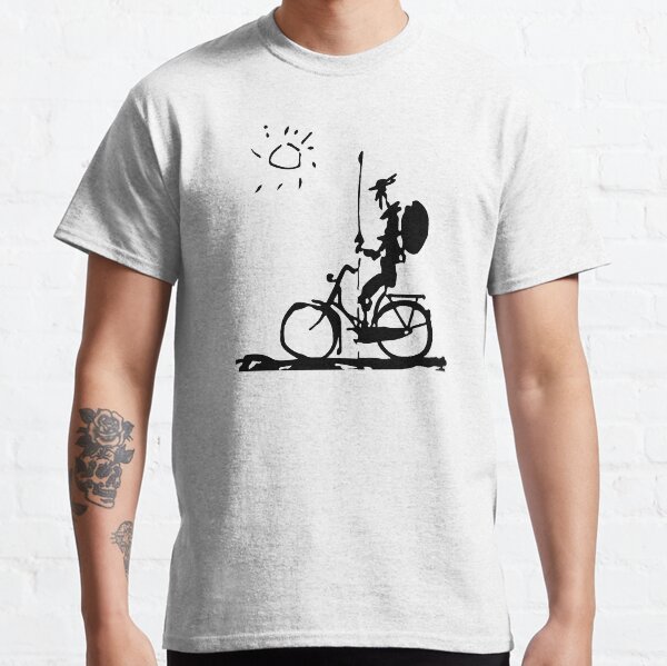 Pablo Picasso Parody, Don Quichotte Riding Bike, oeuvre originale T-shirt classique