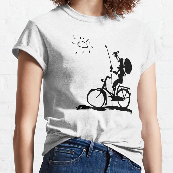 Pablo Picasso Parody, Don Quichotte Riding Bike, oeuvre originale T-shirt classique