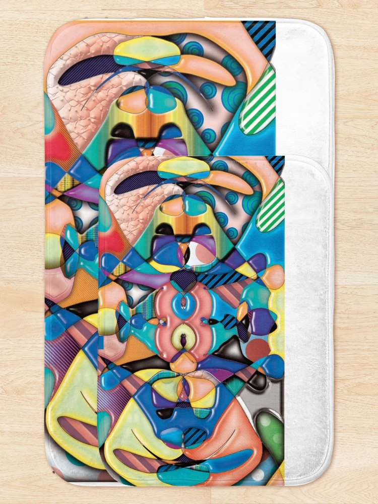Thumbnail 5 of 6, Bath Mat, psychedelic patchwork designed and sold by Kevin Bouffard.