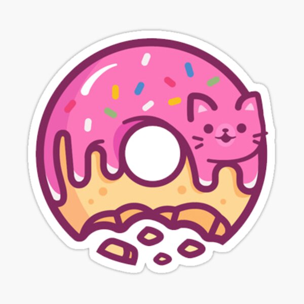 Doughnut Fox Sticker - Glossy Vinyl Sticker - 2 x 1.5 Inches