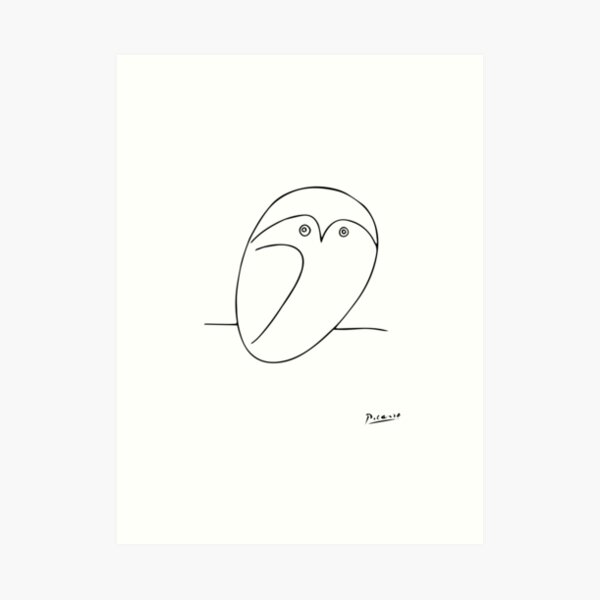 The Owl, Pablo PIcasso sketch drawing, line Design Art Print